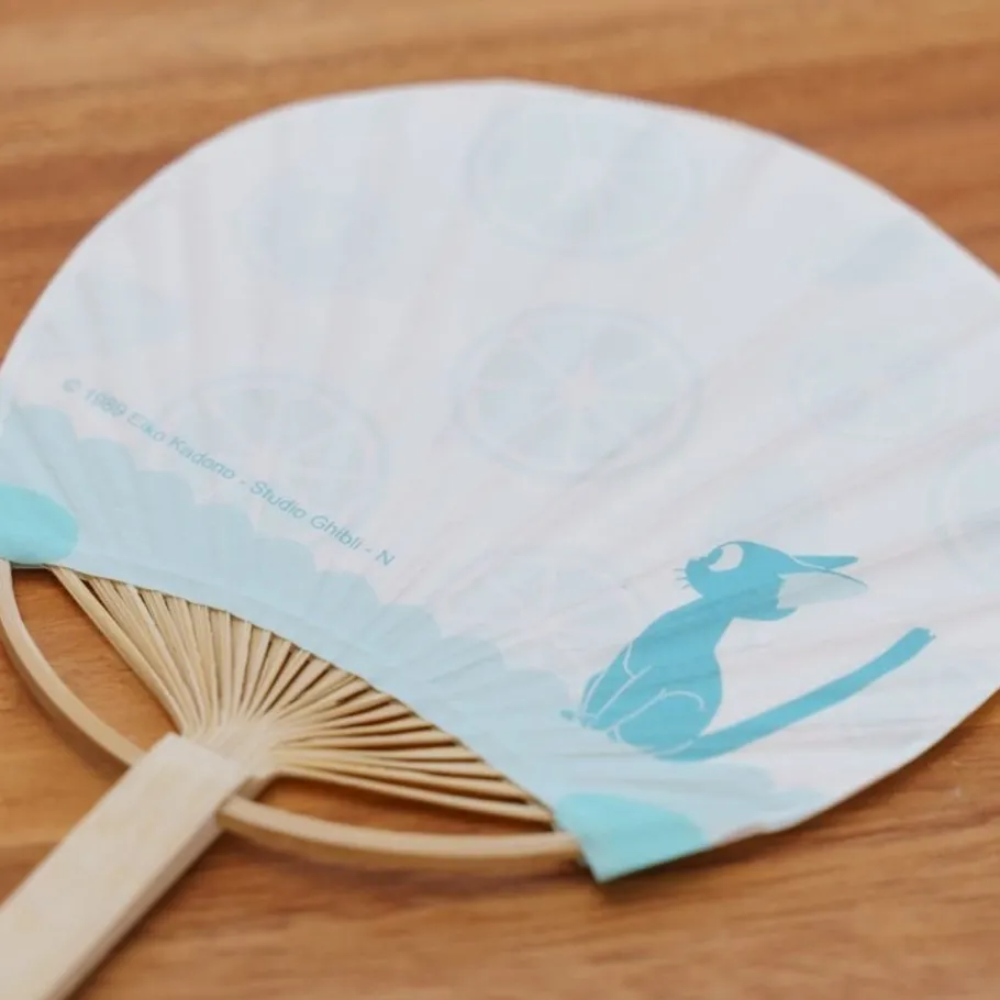 Maison Ghibli Bamboo Fan & Letter Set Jiji With Lemon - Kiki'S Delivery Service New