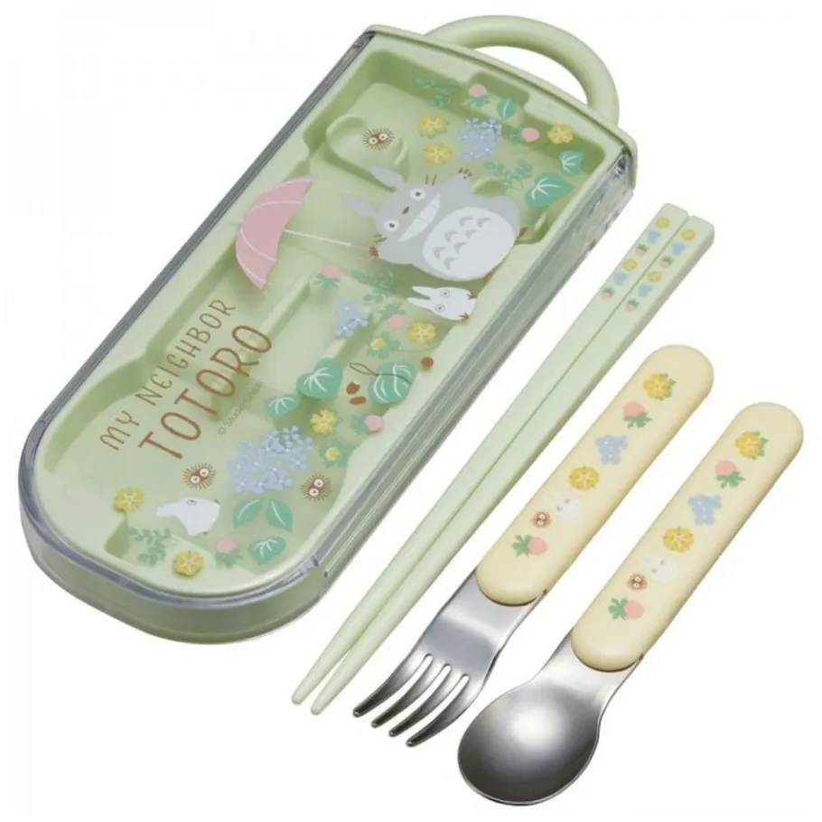 Maison Ghibli Chopsticks Spoon Fork Box Set Totoro Holding Umbrella - My Neighbor T Hot