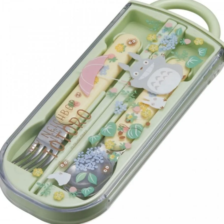 Maison Ghibli Chopsticks Spoon Fork Box Set Totoro Holding Umbrella - My Neighbor T Hot