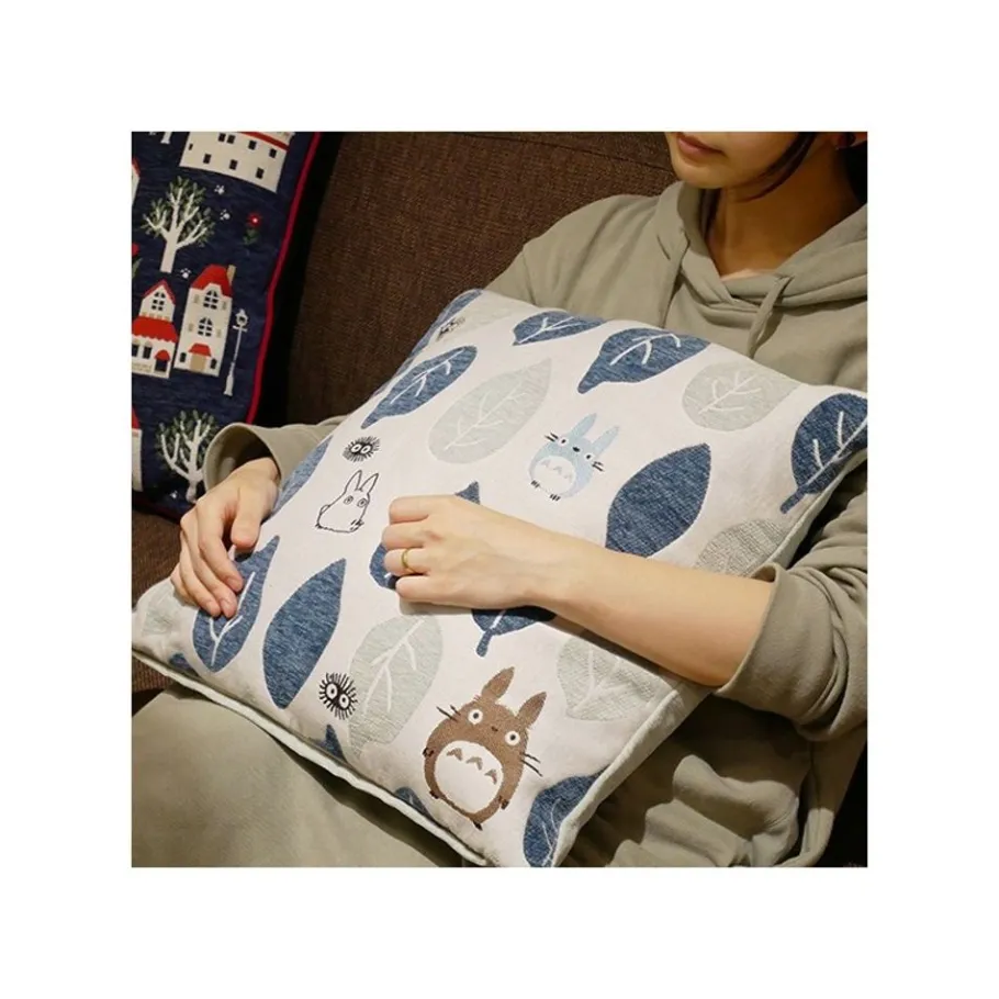 Maison Ghibli Cushion Big Totoro Blue & Green Leaves 45X45 Cm - My Neighbour Totoro Discount