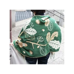 Maison Ghibli Dark Green Stole Oak Leaves - My Neighbor Totoro