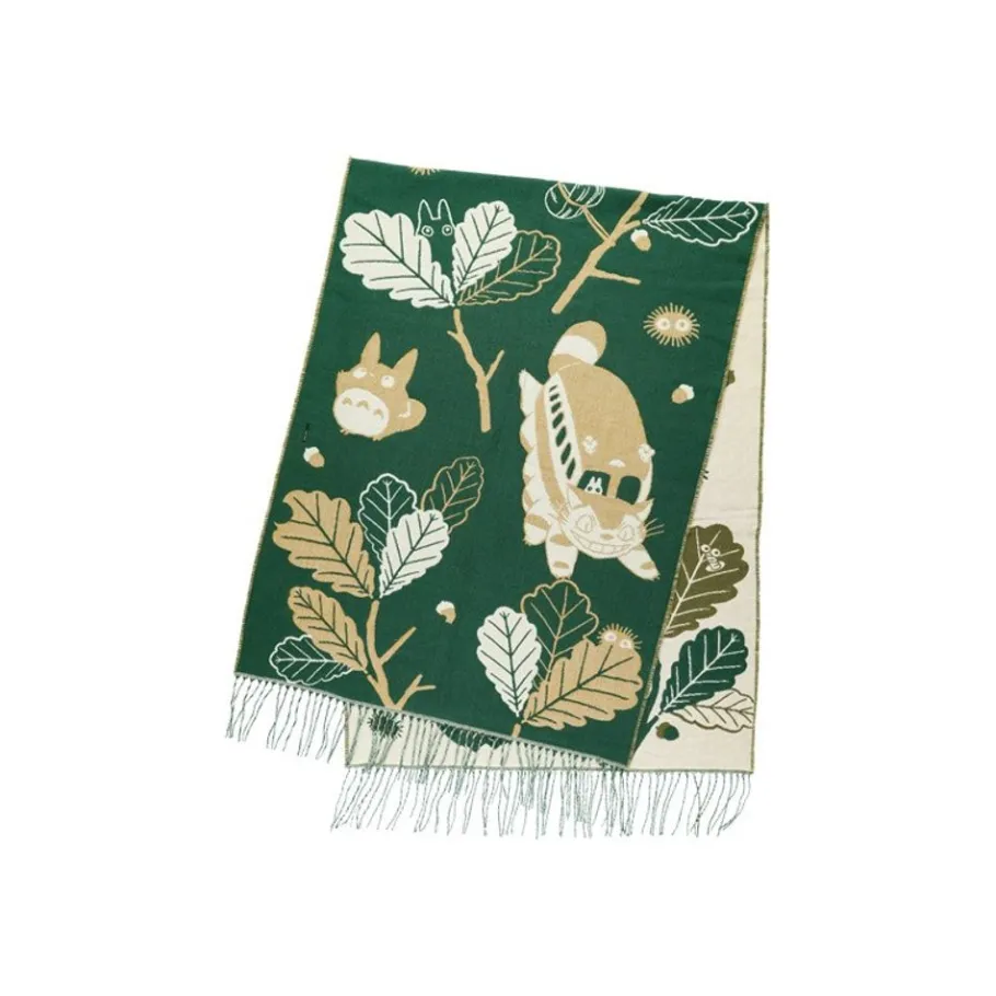 Maison Ghibli Dark Green Stole Oak Leaves - My Neighbor Totoro