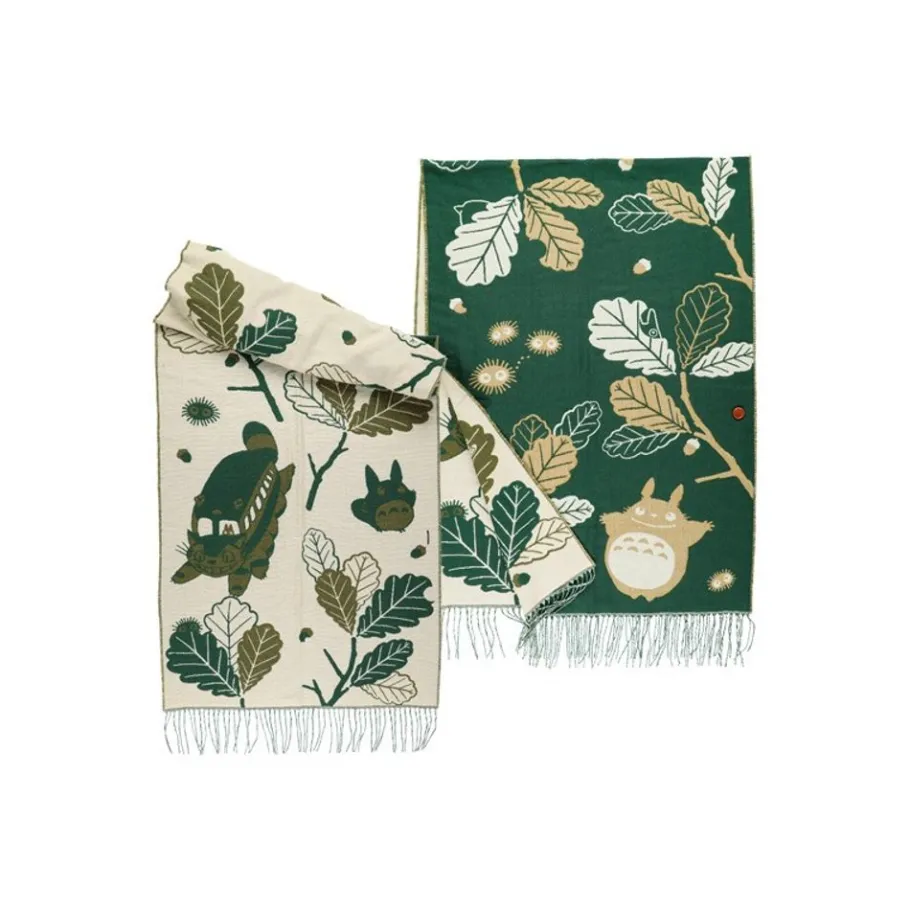 Maison Ghibli Dark Green Stole Oak Leaves - My Neighbor Totoro
