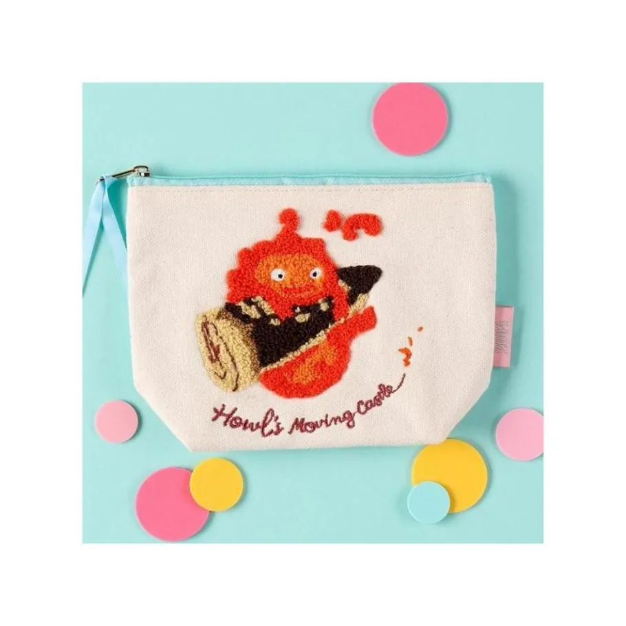 Maison Ghibli Embroidery Pouch Calcifer - Howl'S Moving Castle New