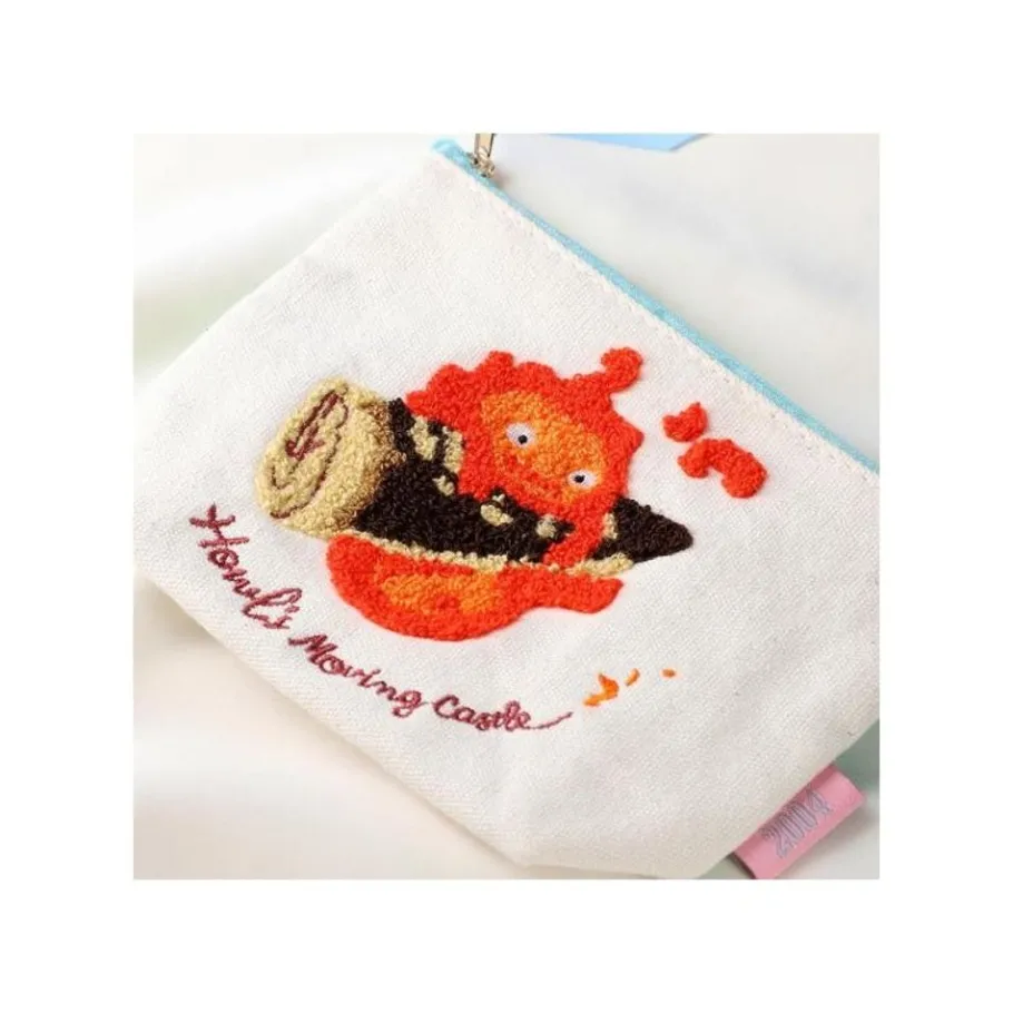 Maison Ghibli Embroidery Pouch Calcifer - Howl'S Moving Castle New