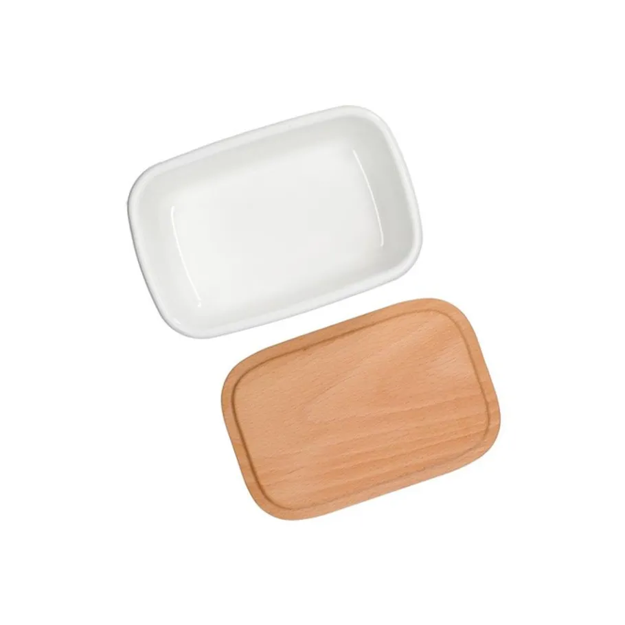 Maison Ghibli Enamel Butter Dish With Wooden Lid Viennese Pastries 500Ml - Kiki'S D Clearance