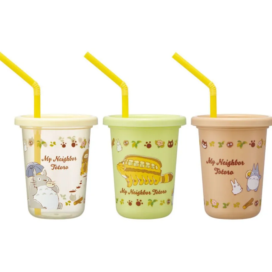 Maison Ghibli 3 Glasses With Straw Set - My Neighbor Totoro Best