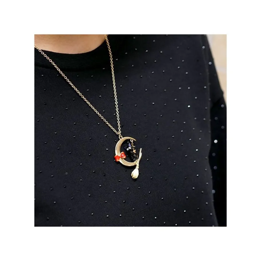 Maison Ghibli Jiji With Moon Necklace - Kiki'S Delivery Service Outlet