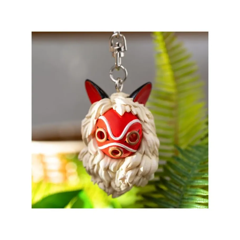 Maison Ghibli Keychain San'S Mask And Kodama - Princess Mononoke Best