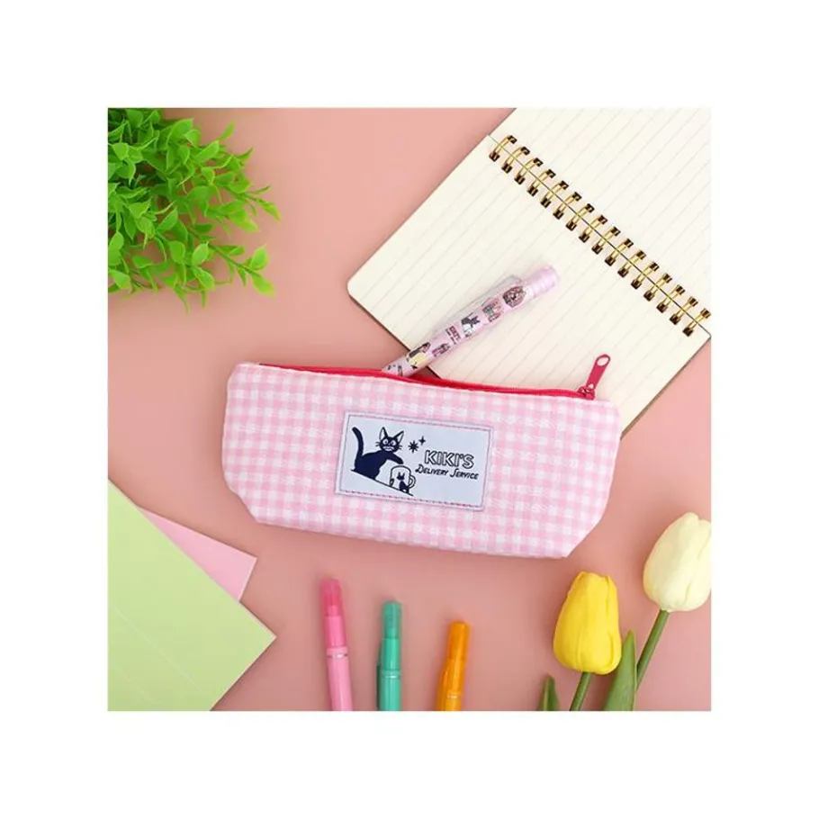 Maison Ghibli Pink Checkered Pencil Case - Kiki'S Delivery Service New