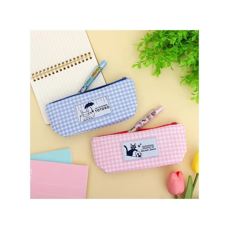 Maison Ghibli Pink Checkered Pencil Case - Kiki'S Delivery Service New