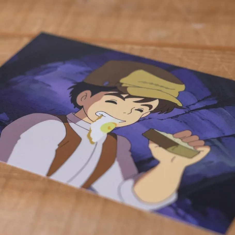 Maison Ghibli Postcard Pazu Snack - Castle In The Sky Discount