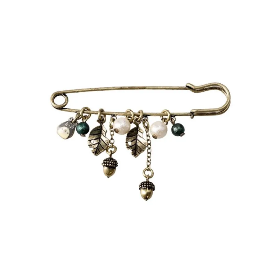 Maison Ghibli Safety Pin Brooch Totoro & Leaves - My Neighbor Totoro Sale