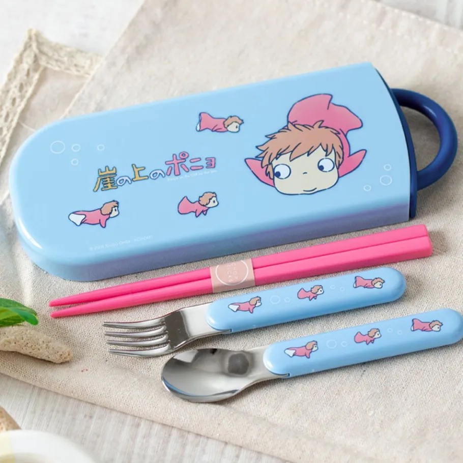 Maison Ghibli Set Chopsticks Spoon Fork Ponyo In The Ocean - Ponyo On The Cliff New