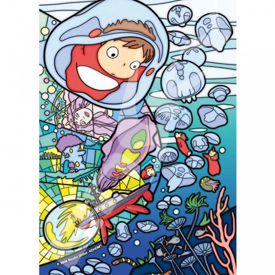 Maison Ghibli Stained Glass Puzzle 126P Ponyo Under The Sea - Ponyo On The Cliff New