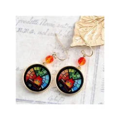 Maison Ghibli Stained Glass Series-Pierced Earrings Calcifer -Howl'S Moving Castle Hot