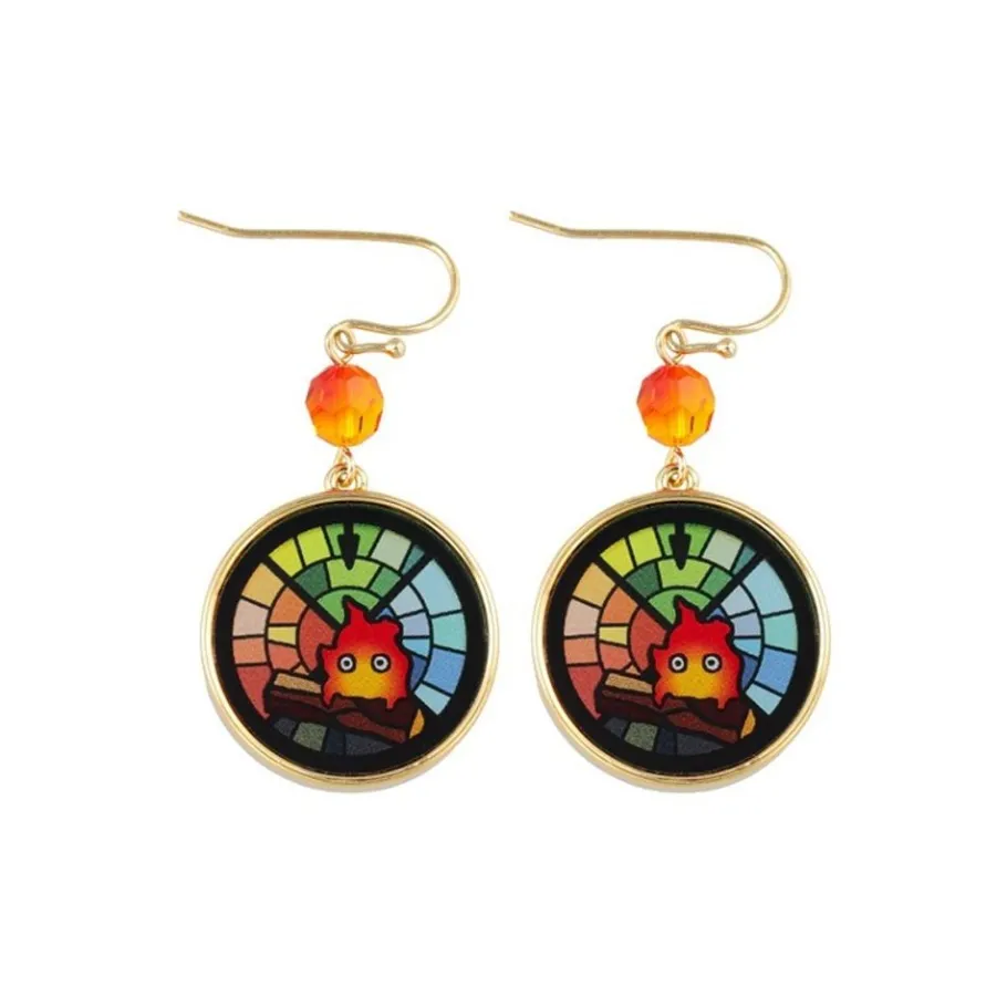 Maison Ghibli Stained Glass Series-Pierced Earrings Calcifer -Howl'S Moving Castle Hot