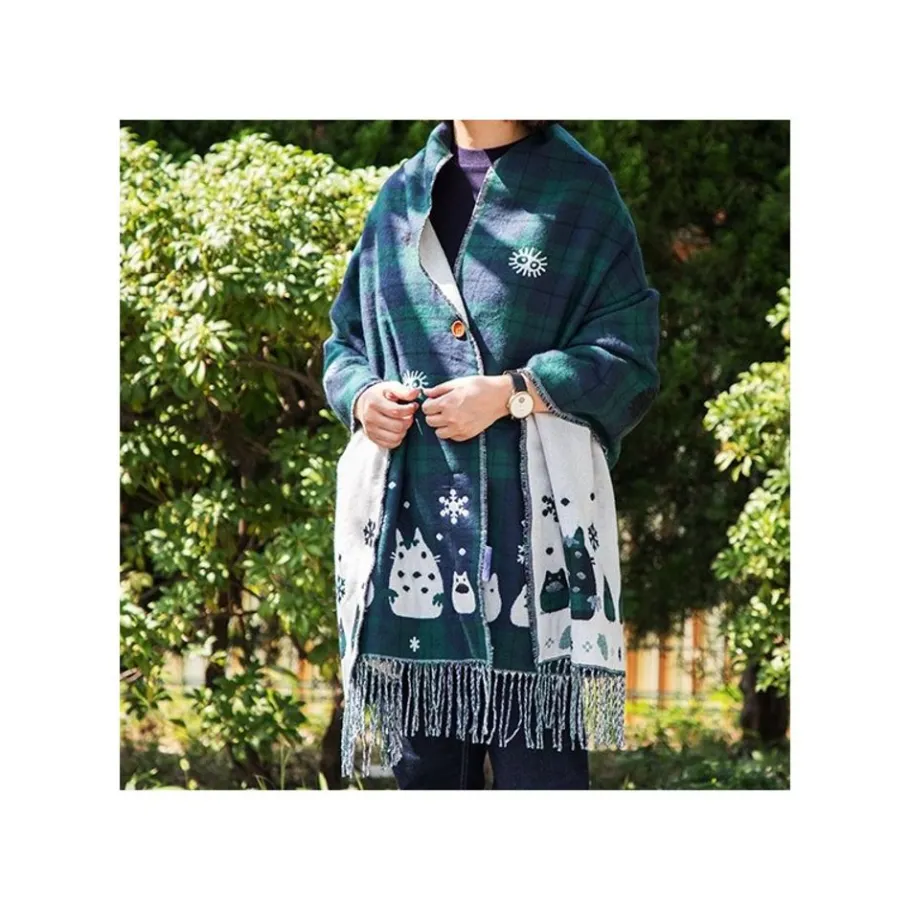 Maison Ghibli Stole With Button Totoro Check Pattern - My Neighbor Tororo Discount
