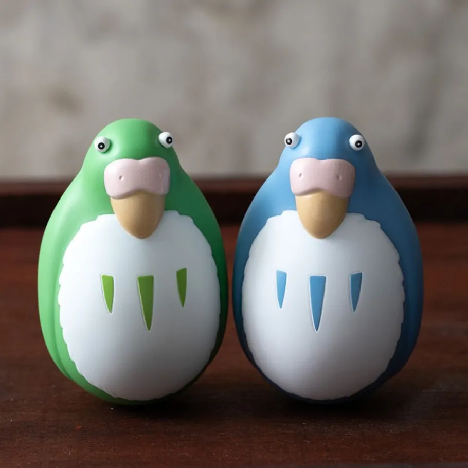 Maison Ghibli Two Pack Roly-Poly Figurines Blue & Green Parakeet - The Boy And The New