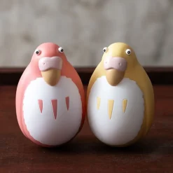 Maison Ghibli Two Pack Roly-Poly Figurines Red & Yellow Parakeet - The Boy And The Sale