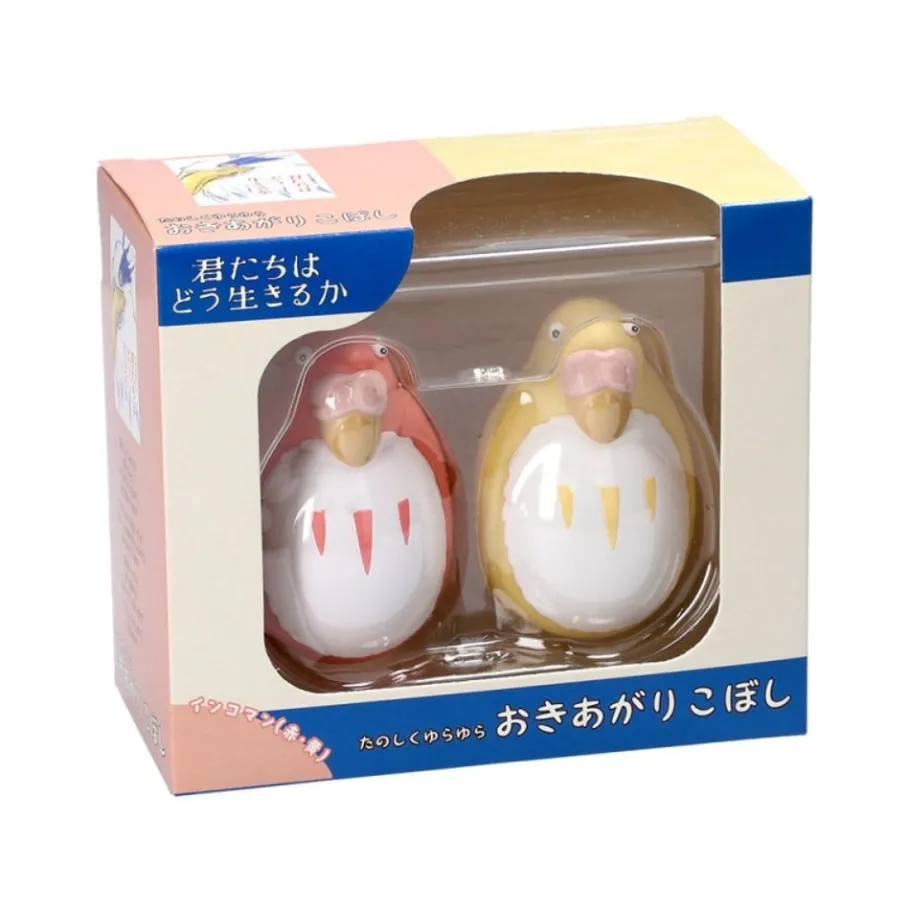 Maison Ghibli Two Pack Roly-Poly Figurines Red & Yellow Parakeet - The Boy And The Sale